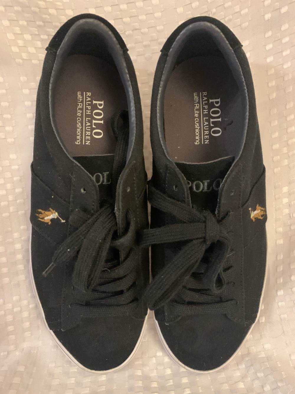 Men’s Polo sneakers by Ralph Lauren, black canvas lace up sneakers, size 8.